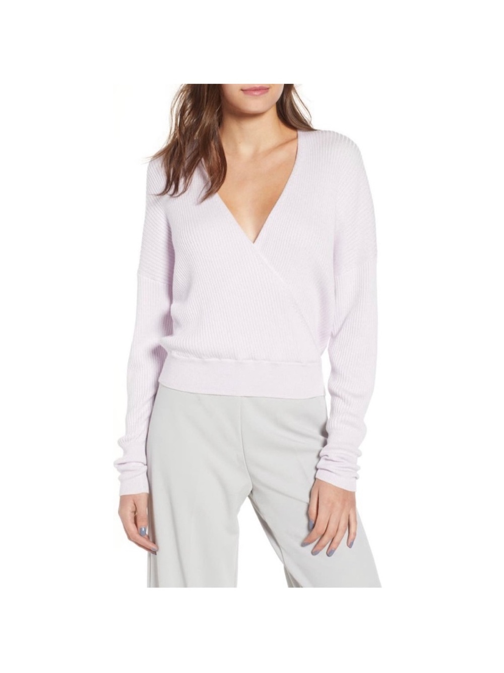 Leith Light Blue V-Neck Wrap Sweater Sz. XS